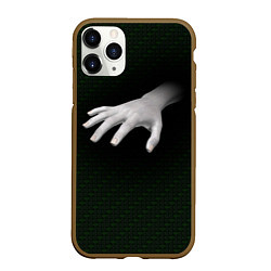 Чехол iPhone 11 Pro матовый Белая рука на плетёной текстуре