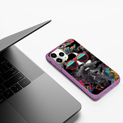 Чехол iPhone 11 Pro матовый Хиппи в красных очках, цвет: 3D-фиолетовый — фото 2