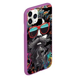 Чехол iPhone 11 Pro матовый Хиппи в красных очках, цвет: 3D-фиолетовый — фото 2