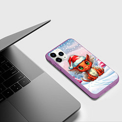 Чехол iPhone 11 Pro матовый Символ нового 2024 года, цвет: 3D-фиолетовый — фото 2