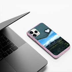 Чехол iPhone 11 Pro матовый Облачные сердца, цвет: 3D-розовый — фото 2