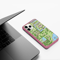 Чехол iPhone 11 Pro матовый Zelda: карта, цвет: 3D-малиновый — фото 2