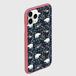 Чехол iPhone 11 Pro матовый Акварельные медведи и олени, цвет: 3D-малиновый — фото 2
