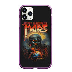 Чехол iPhone 11 Pro матовый Thirty seconds to mars skull, цвет: 3D-фиолетовый