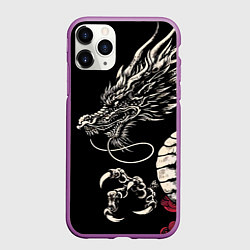 Чехол iPhone 11 Pro матовый Japanese dragon - irezumi - art, цвет: 3D-фиолетовый
