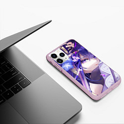 Чехол iPhone 11 Pro матовый Genshin Impact Райден, цвет: 3D-розовый — фото 2