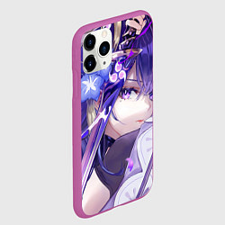 Чехол iPhone 11 Pro матовый Genshin Impact Райден, цвет: 3D-фиолетовый — фото 2