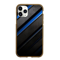 Чехол iPhone 11 Pro матовый Black blue lines, цвет: 3D-коричневый