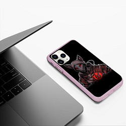 Чехол iPhone 11 Pro матовый Киберпанк мышь красная, цвет: 3D-розовый — фото 2
