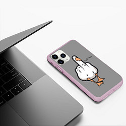 Чехол iPhone 11 Pro матовый Duck you, цвет: 3D-розовый — фото 2