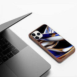 Чехол iPhone 11 Pro матовый Синие и белые волны абстракт, цвет: 3D-коричневый — фото 2