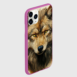 Чехол iPhone 11 Pro матовый Волк в стиле диаграмм Давинчи, цвет: 3D-фиолетовый — фото 2