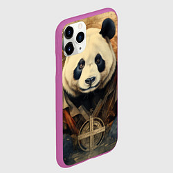 Чехол iPhone 11 Pro матовый Панда арт-портрет, цвет: 3D-фиолетовый — фото 2