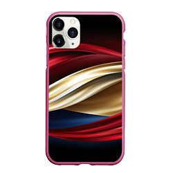 Чехол iPhone 11 Pro матовый Золотые и красные волны абстракции, цвет: 3D-малиновый