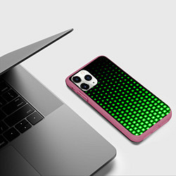 Чехол iPhone 11 Pro матовый Зелёные квадраты, цвет: 3D-малиновый — фото 2