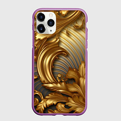 Чехол iPhone 11 Pro матовый Золотая текстура и абстракции