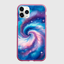 Чехол iPhone 11 Pro матовый Галактический тай-дай, цвет: 3D-малиновый