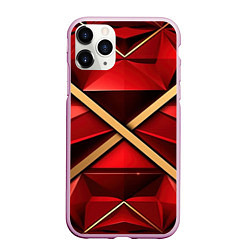 Чехол iPhone 11 Pro матовый Золотые ленты на красном фоне, цвет: 3D-розовый