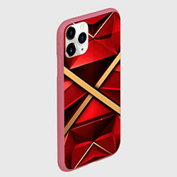 Чехол iPhone 11 Pro матовый Золотые ленты на красном фоне, цвет: 3D-малиновый — фото 2