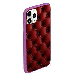 Чехол iPhone 11 Pro матовый Бордовая кожаная текстура, цвет: 3D-фиолетовый — фото 2