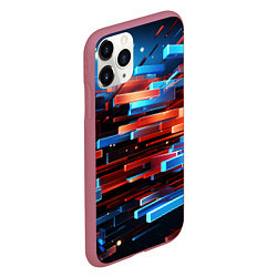 Чехол iPhone 11 Pro матовый Прямоугольная абстракция, цвет: 3D-малиновый — фото 2