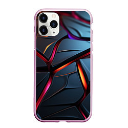 Чехол iPhone 11 Pro матовый Разлом синих плит абстракт, цвет: 3D-розовый