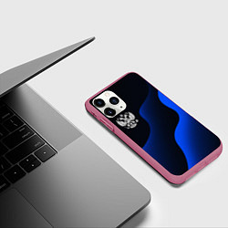 Чехол iPhone 11 Pro матовый Герб РФ - глубокий синий, цвет: 3D-малиновый — фото 2