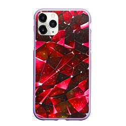 Чехол iPhone 11 Pro матовый Красное разбитое стекло