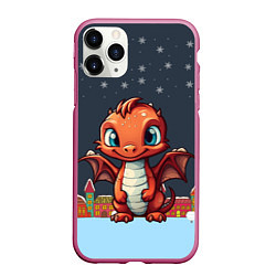 Чехол iPhone 11 Pro матовый Рыжий новогодний дракон