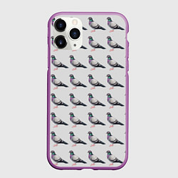 Чехол iPhone 11 Pro матовый Голуби воркуют, цвет: 3D-фиолетовый