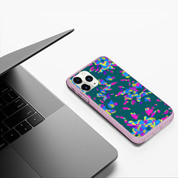 Чехол iPhone 11 Pro матовый Абстрактные лепестки, цвет: 3D-розовый — фото 2