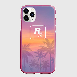 Чехол iPhone 11 Pro матовый GTA 6 - first art, цвет: 3D-малиновый