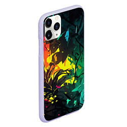 Чехол iPhone 11 Pro матовый Яркие разноцветные абстрактные листья, цвет: 3D-светло-сиреневый — фото 2