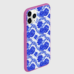 Чехол iPhone 11 Pro матовый Гжель классика, цвет: 3D-фиолетовый — фото 2