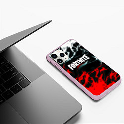 Чехол iPhone 11 Pro матовый Fortnite flame abstract, цвет: 3D-розовый — фото 2