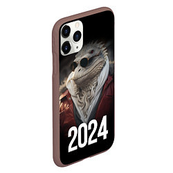 Чехол iPhone 11 Pro матовый 2024 реалистичный дракон, цвет: 3D-коричневый — фото 2