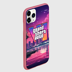 Чехол iPhone 11 Pro матовый GTA 6 nigh city, цвет: 3D-малиновый — фото 2