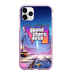 Чехол iPhone 11 Pro матовый GTA 6 неоновый город, цвет: 3D-розовый