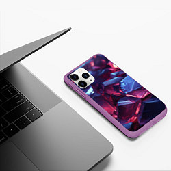 Чехол iPhone 11 Pro матовый Абстрактные стеклянные камни, цвет: 3D-фиолетовый — фото 2