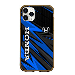 Чехол iPhone 11 Pro матовый Honda motors - синяя спортивная абстракция