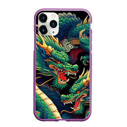 Чехол iPhone 11 Pro матовый Два Японских дракона - ирезуми, цвет: 3D-фиолетовый