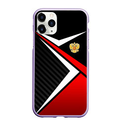 Чехол iPhone 11 Pro матовый Russia - black and red, цвет: 3D-светло-сиреневый