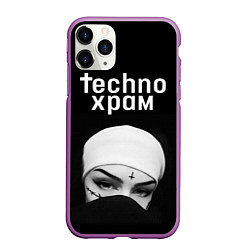 Чехол iPhone 11 Pro матовый Techno храм монашка в маске, цвет: 3D-фиолетовый