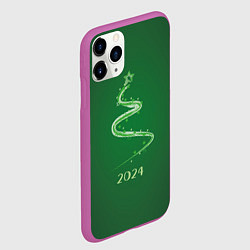 Чехол iPhone 11 Pro матовый Стилизованная елка 2024, цвет: 3D-фиолетовый — фото 2