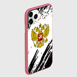 Чехол iPhone 11 Pro матовый Россия герб рф спорт краски, цвет: 3D-малиновый — фото 2