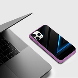 Чехол iPhone 11 Pro матовый Blue black neon, цвет: 3D-фиолетовый — фото 2