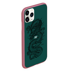 Чехол iPhone 11 Pro матовый Chinese dragon - 2024, цвет: 3D-малиновый — фото 2