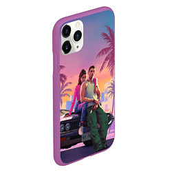 Чехол iPhone 11 Pro матовый Люсия с парнем gta 6, цвет: 3D-фиолетовый — фото 2