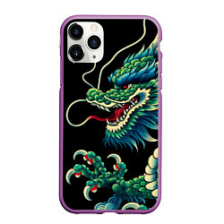 Чехол iPhone 11 Pro матовый Japanese irezumi - dragon, цвет: 3D-фиолетовый