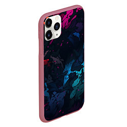 Чехол iPhone 11 Pro матовый Темная цветная абстракция пятнами, цвет: 3D-малиновый — фото 2